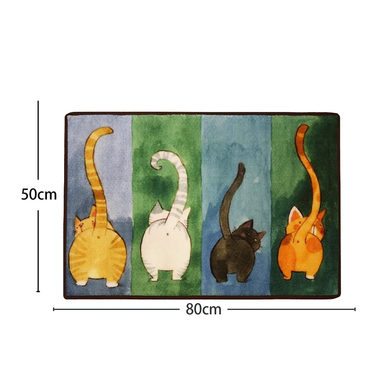 Four Cats Doormat Non-Slip Door Mat Waterproof Rugs Indoor Carpet Universal Welcome Mat Front Door Mud Absorbent for Floor Entra