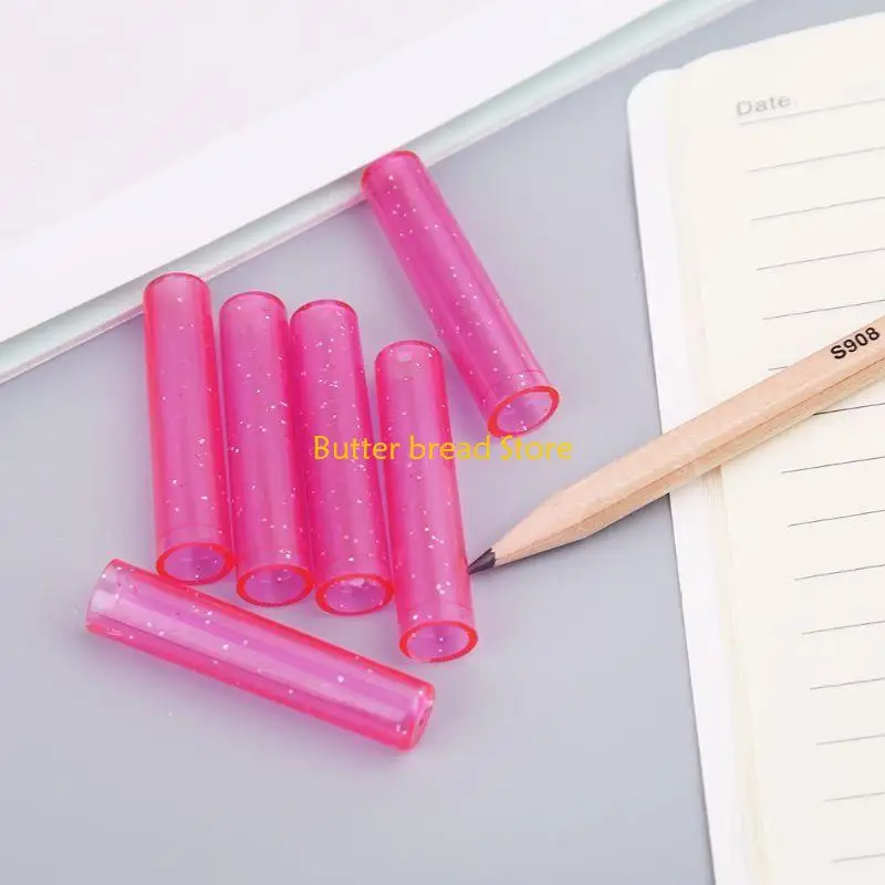 W89c 6pcs schattige potlooddop mouw cover extender plastic protector school benodigdheden nieuw
