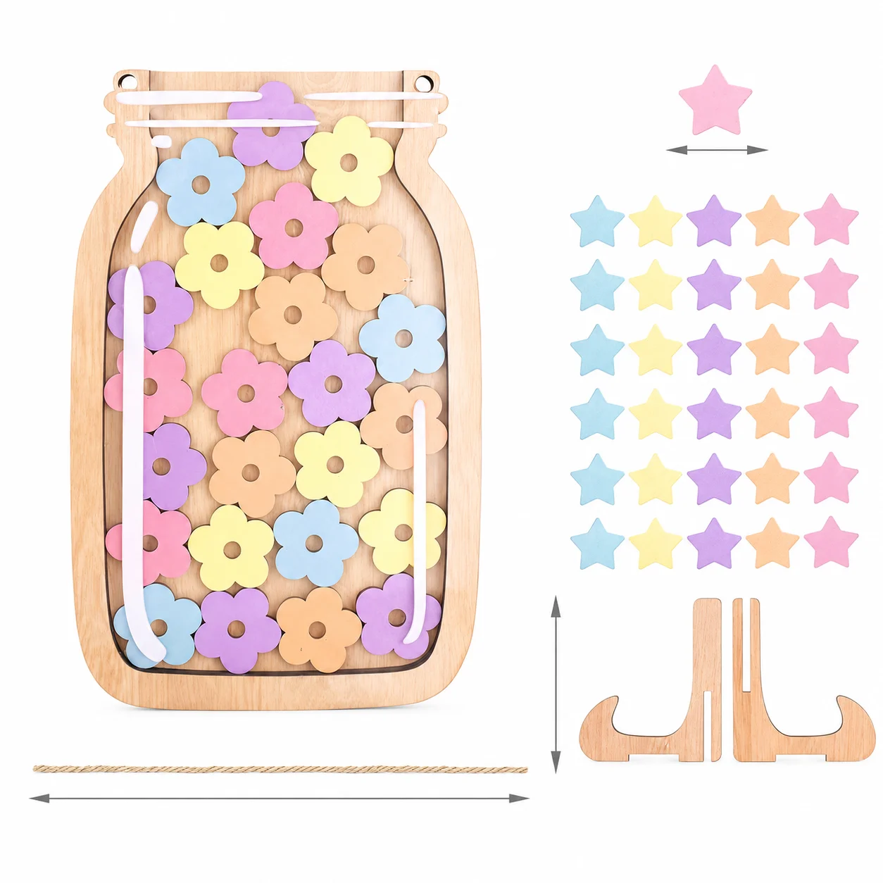 

GOOGO Children's Reward Jar Simple Design with 30 Flower Stickers, Multicolor Behavior Chart for Home Classroom Kids Motivation
