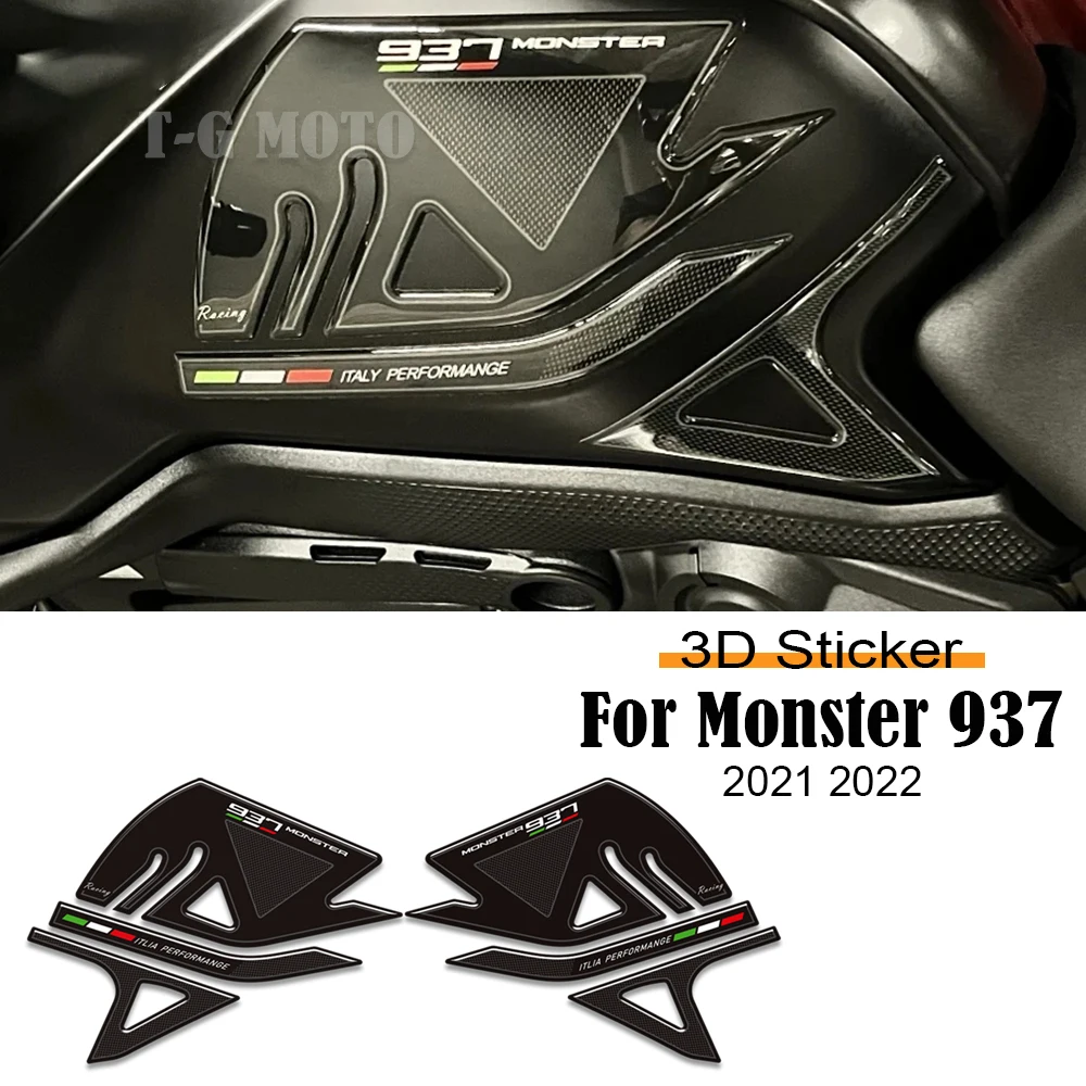 

For Ducati Monster 937 ﻿Motorcycle Protection Tank Pad Stickers Gas Tank Decals 3D Epoxy Resin 2021 2022