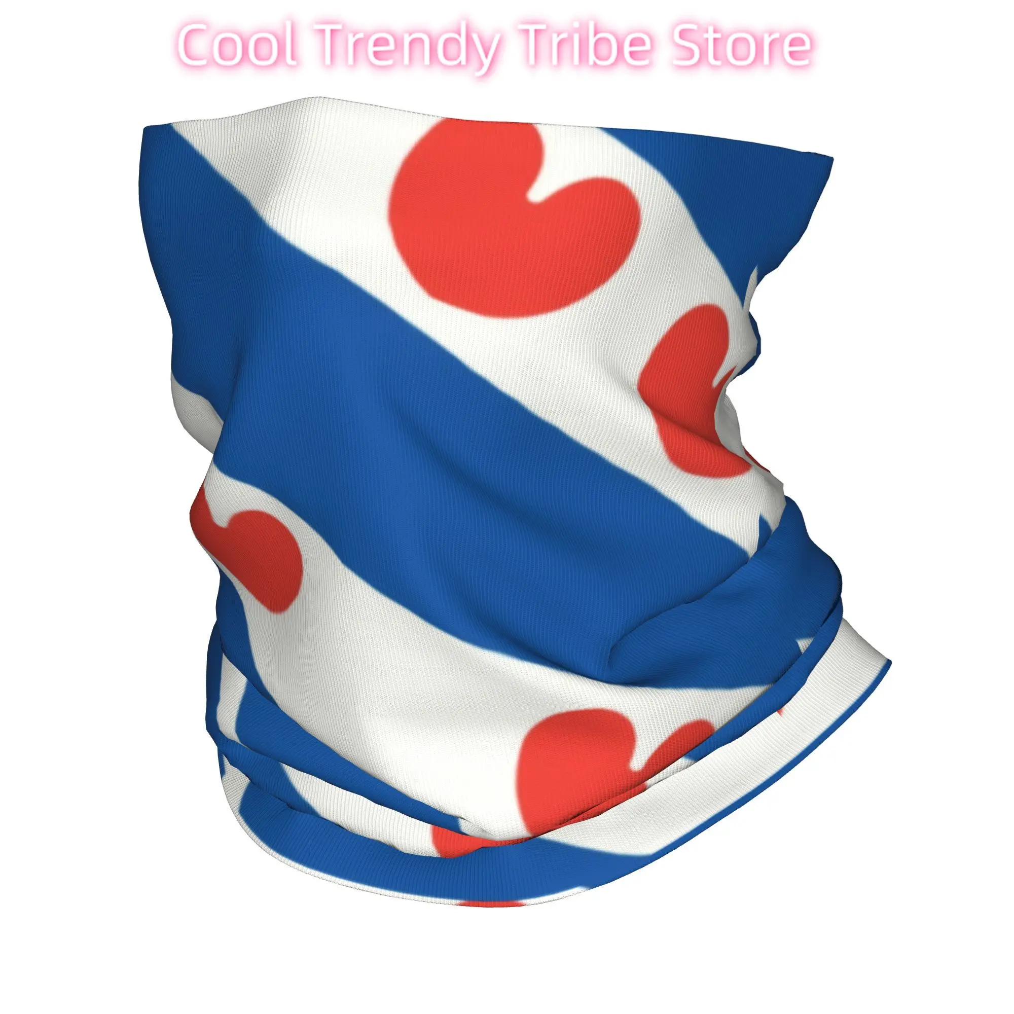 

Custom Friesland Flag Bandana Neck Gaiter for Ski Cycling Women Men Wrap Scarf Netherlands Holland Headband Warmer