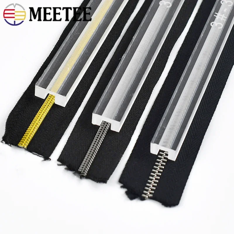 Meetee DIY Ręcznie robione narzędzia skórzane 3 # 5 #   Zamek błyskawiczny Klejenie Linijka zapobiegająca przepełnieniu Plastikowe zamki Narzędzie do klejenia Krawiectwo Akcesoria do szycia