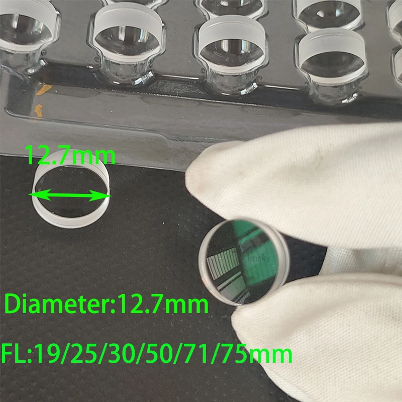 Lentille achromatique cémentée de diamètre 12,7 mm, longueur focale 19 mm, 25 mm, 30 mm, 50 mm, 71 mm, 75 mm pour objectif d'oculaire de télescope DIY