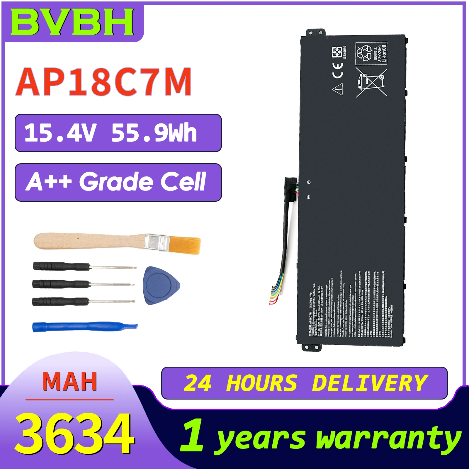 

BVbh AP18C7M Genuine Battery for Acer Swift 5 SF514/SF414/SF313/SF316 ConceptD 3 TRAVELMATE/SPIN/P4/TMP414RN-51 3634mah