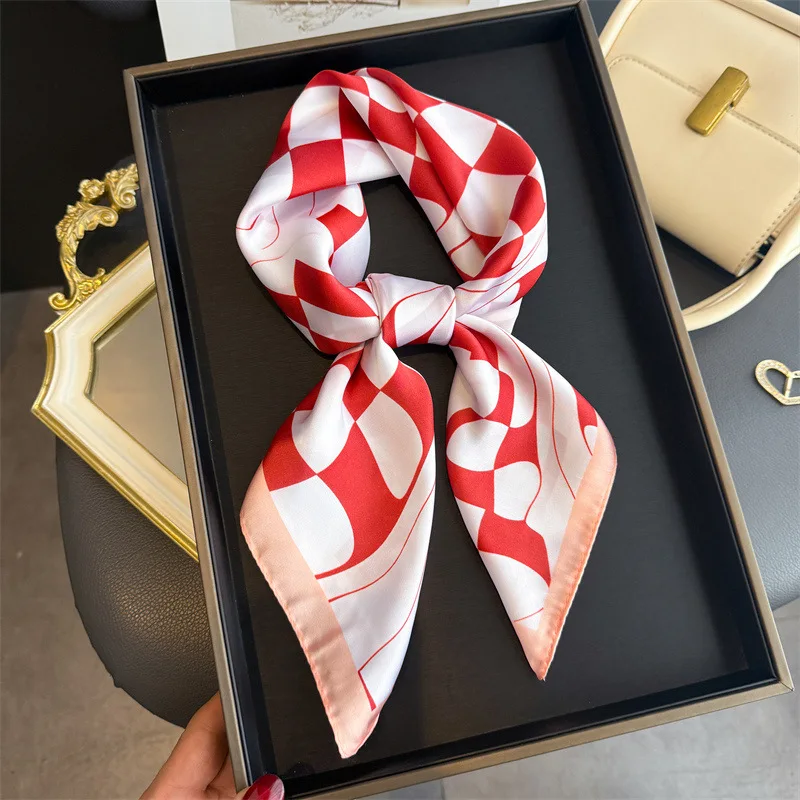 

2026 Новый квадратный головной платок с геометрическим узором, женский мягкий хиджаб, всесезонный декор, галстук на шею, платок, платок, бандана, шейный платок