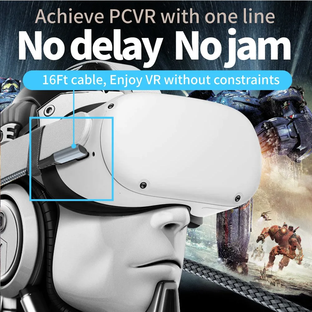 Datenkabel 5 m Datenkabel für Oculus Quest 2 Headset USB 3.0 auf Typ C Ladedatenkabel VR-Brillenzubehör
