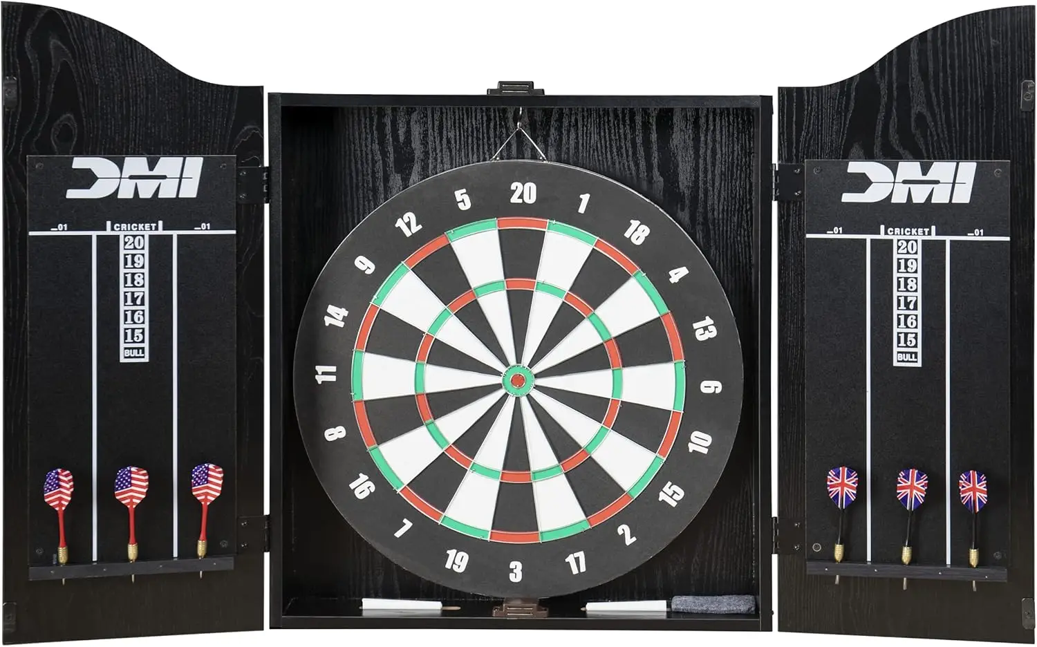 

Recreational Dartboard Cabinet Set - Includes Dartboard, Two Dart Sets, and Traditional Chalk Scoring