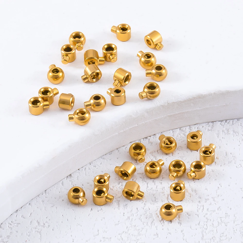 10 Stück 20 Stück vergoldete Edelstahl-Positionierungsverschlüsse Stopper Perlen Crimp End Perlen Draht Rondelle Perlen DIY Schmuckherstellung