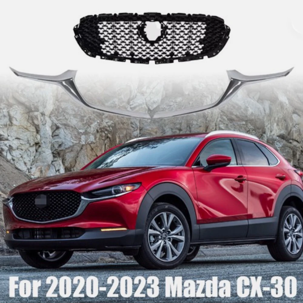 الشبكة الأمامية لمازدا CX-30 2020-2023 المصد الأمامي شبكة مصبغة مع استبدال الكسوة صب الكروم
