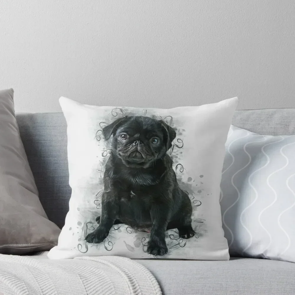 

Black Pug Throw Pillow Sofa Cushions christmas ornaments 2025 Decorative Cover For Living Room pillow