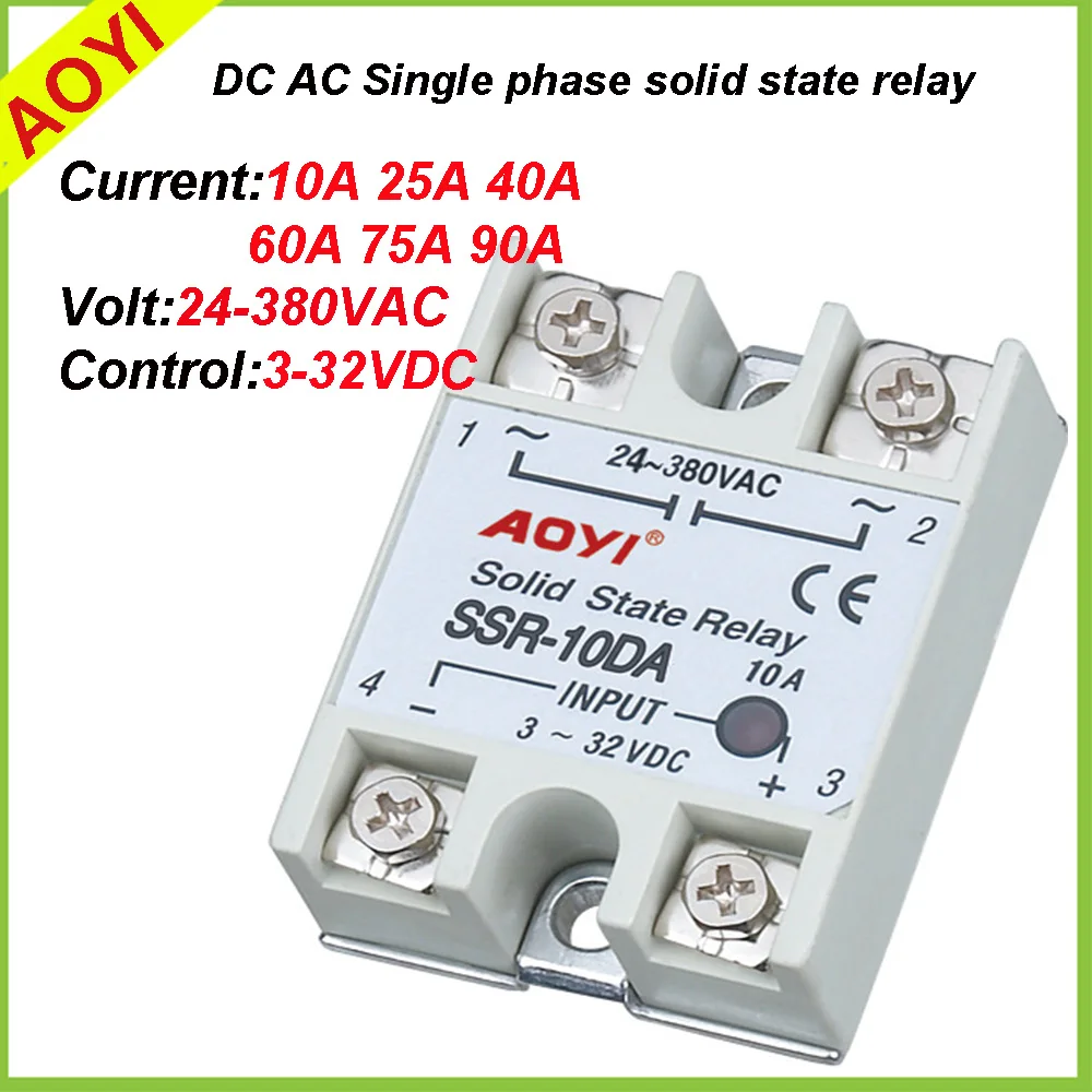 

5 шт. новое белое однофазное электронное реле 220 В переменного тока SSR SSR-60DA