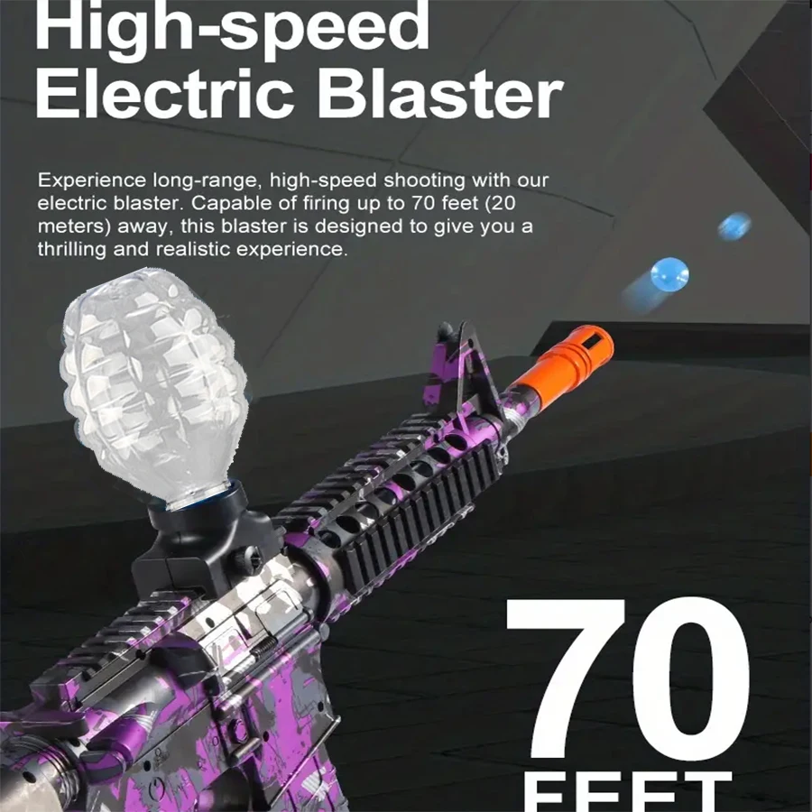 ปืนของเล่นไฟฟ้าอัตโนมัติ M4 ยิงลูกเจลขนาด 7-8 มม. มีสองสีให้เลือก ของเล่นเด็กผู้ชายสำหรับกิจกรรมกลางแจ้ง เสริมสร้างความสัมพันธ์ระหว่างพ่อแม่ลูก เหมาะสำหรับเป็นของขวัญปีใหม่