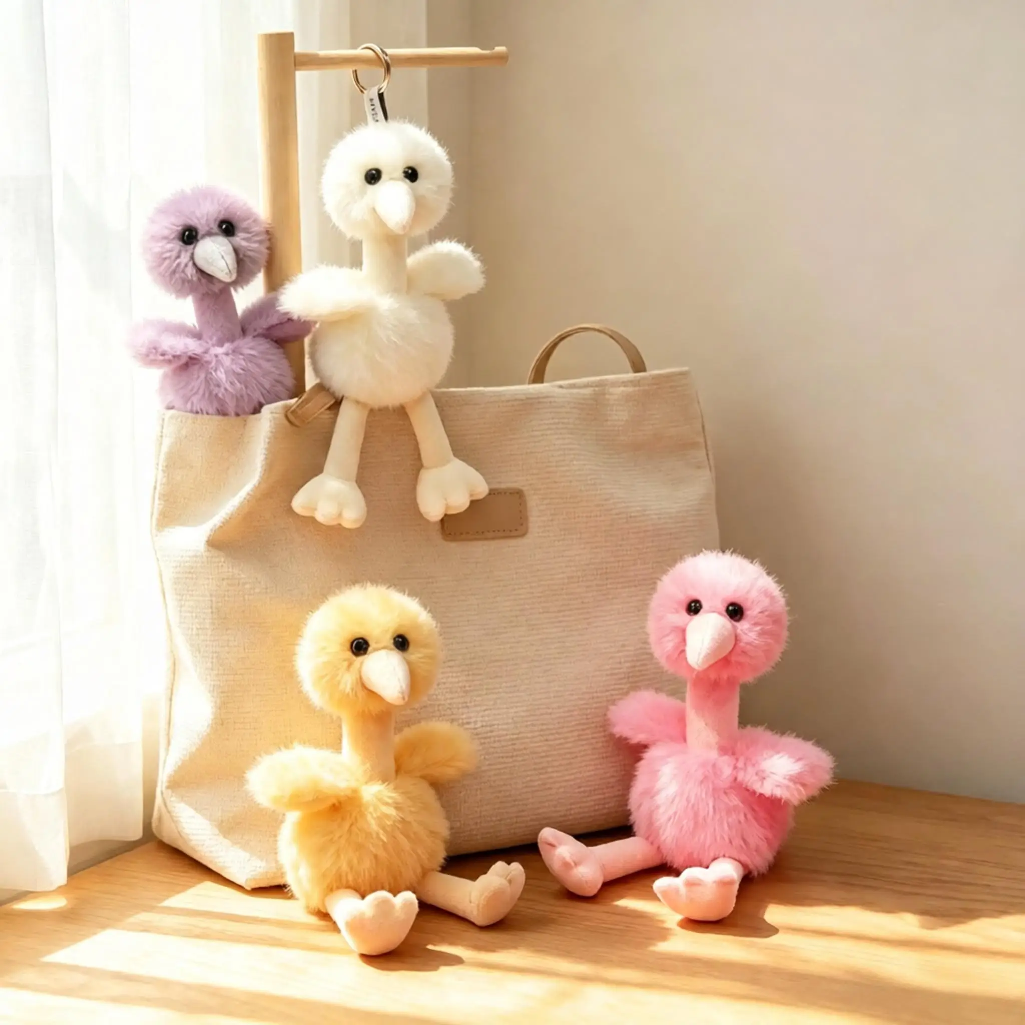 Pendentif en peluche autruche mignon de 20 cm, poupée en peluche moelleuse, ornement à suspendre pour sac à dos, décoration de sac adorable, décoration de chambre et de bureau, cadeau pour enfants