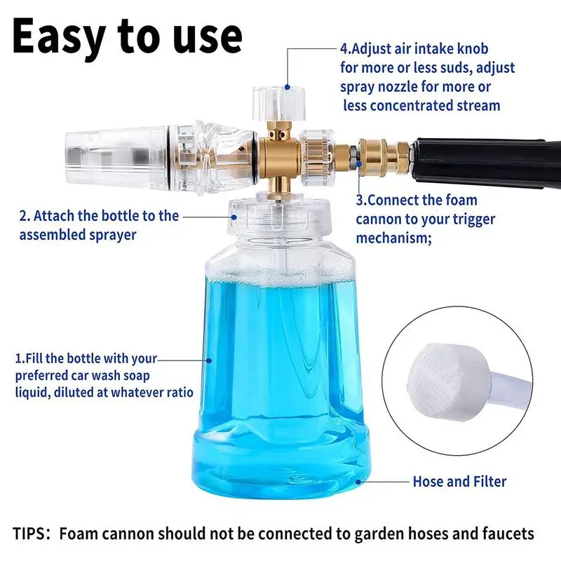 

Foam Cannon Lance Fully Transparent Car Washers With Nozzle Foam 1 Litre Generator Sprayer Cannon For High Pressure Water Pumps