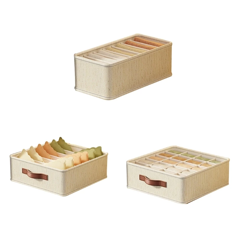 Multi Compartment for Scarves and Intimates Bedroom Underwear Cotton Linen Socks Separator Box