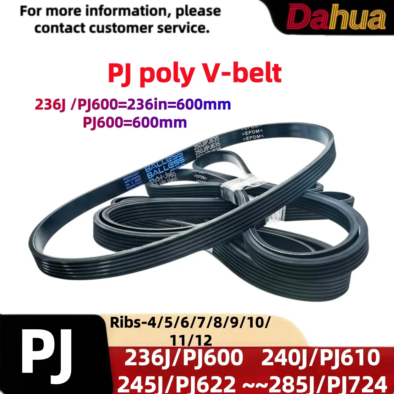 Rubber Imperial PJ Multi-Rib Belt 236J-285J 4-12 Ribs Serpentine Drive Belt for Washer Dryer Vacuum Mower Industrial Equipment