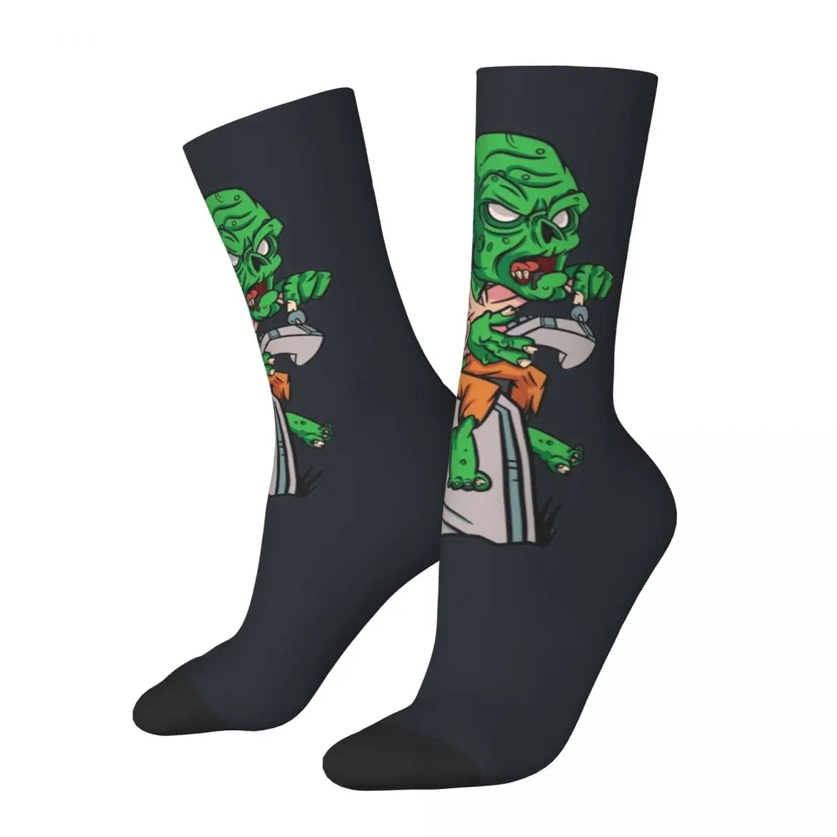 Zombie Sitting On A Tombstone Crazy Men's compression Socks Unisex Zombie Video Gamer Harajuku Seamless Printed Crew Sock