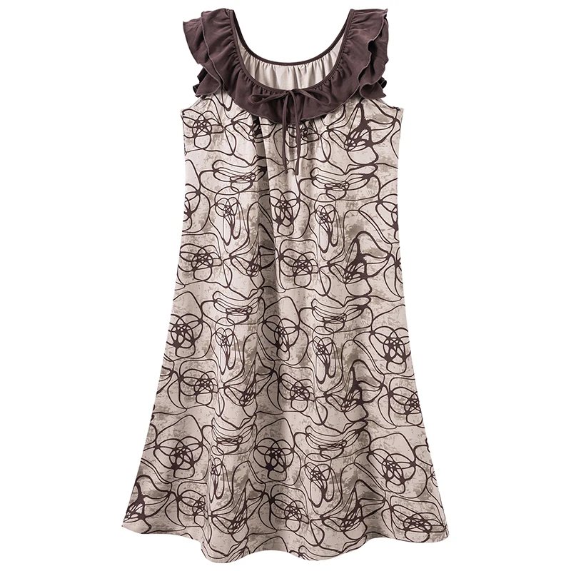 

Summer Women Elegant Nightdress With Chest Pad Femme Floral Sleepdress