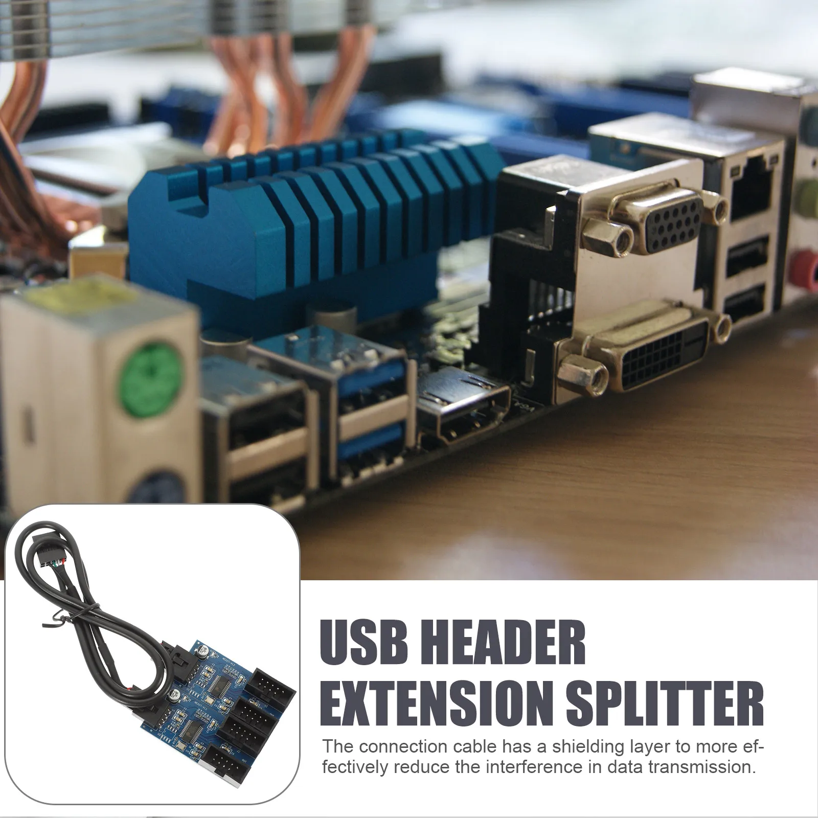 

USB2.0 Header Extension Splitter Adapter 9pin Converter Shielded Cable Reliable USB Hub Motherboard Accessory Computer
