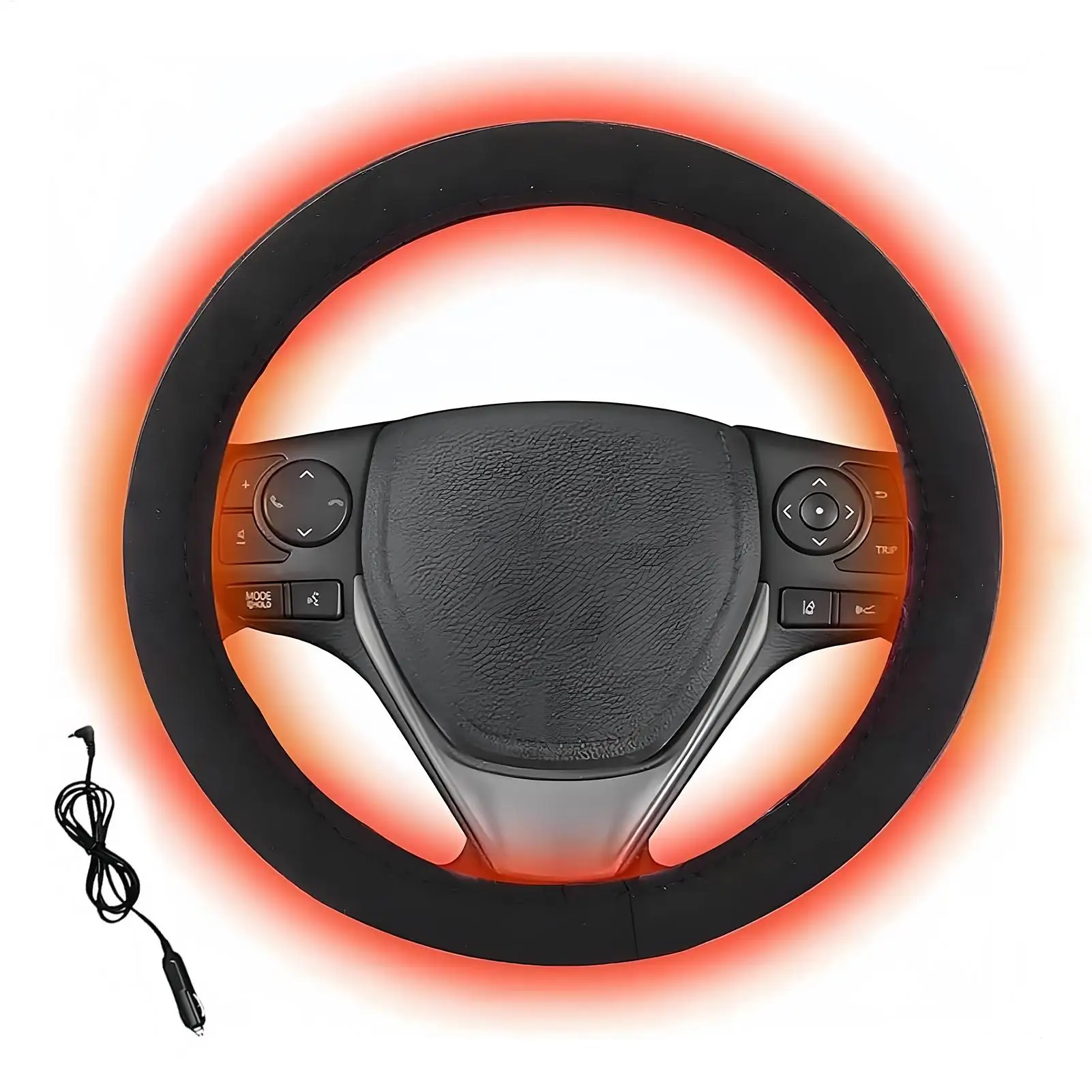 Car Steering Wheel Heated Cover Winter Hands Warming Heated Steering Wheel Protector for Road Trip Travel Daily Commute