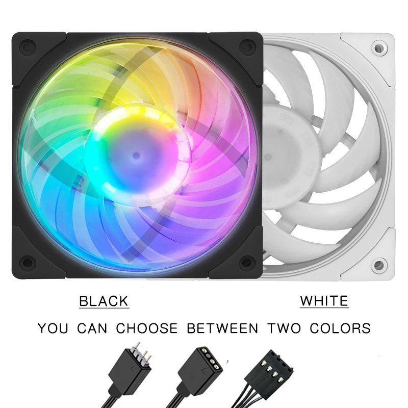 JUMPEAK 고성능 2500RPM 120mm ARGB 선풍기 저소음 FDB 베어링, 12cm RGB 팬, 컴퓨터 PC 케이스 냉각 시스템 CPU 쿨러