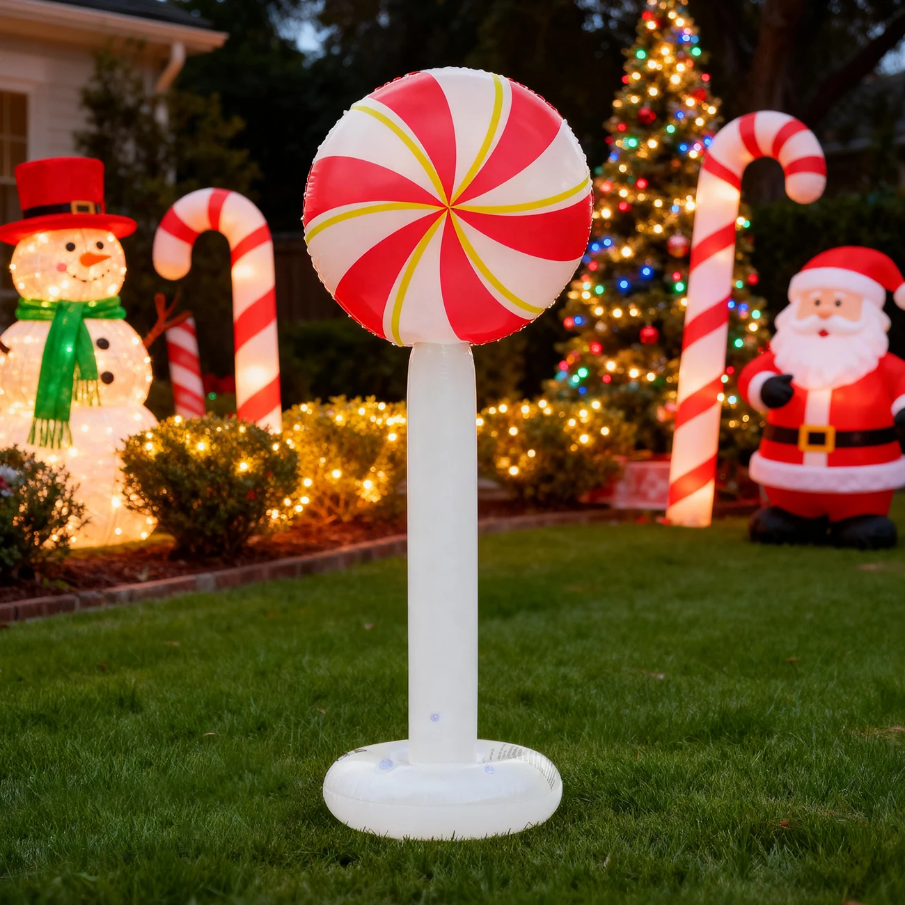 1 x aufblasbarer Lutscher-Topple-Turm für Garten-Weihnachtsdekorationen, lustiges und festliches Trommelset