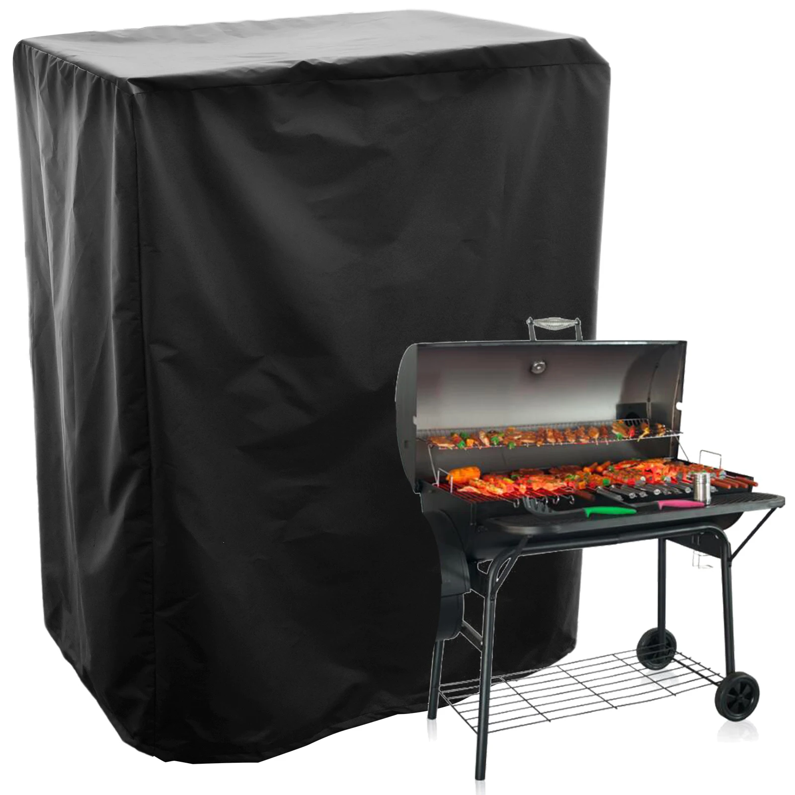 

Grill Cover 210D Oxford Cloth Waterproof Barbecue Cover with Drawstring Dust Proof Wind Proof BBQ Cover Heavy Duty Portable