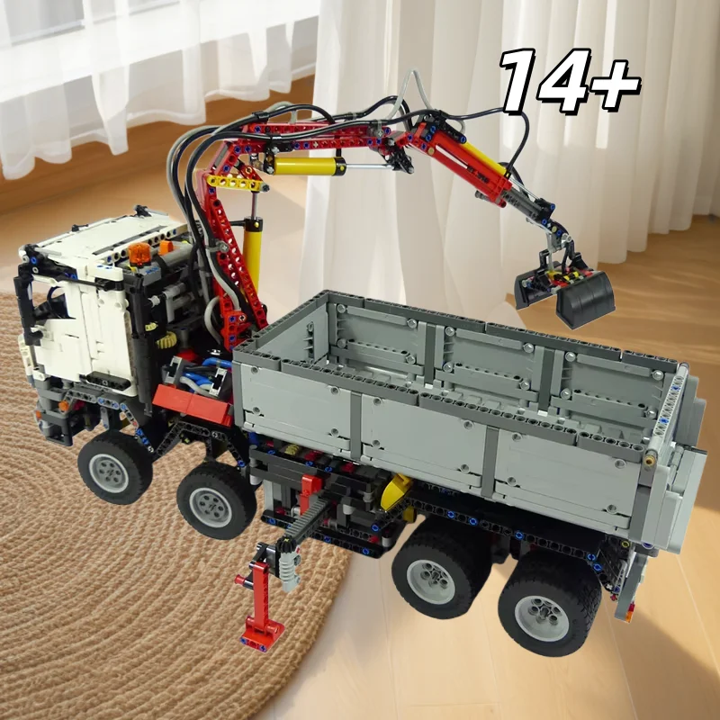 

2000+PCS mechanical crane truck construction brick/hydraulic system engineering vehicle difficult building block DIY assembly to