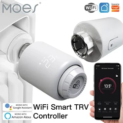 Moes Tuya Smart WiFi Thermostatic Radiator Valve Actuator Heat Temperature Controller Alexa Google Voice remote Control