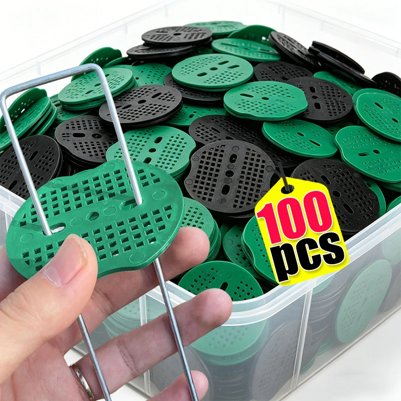 10-100Pcs Plastic Buffer Washer Garden Staples Pegs Anchoring Landscaping Ground Covering Garden Lawn Fixed Nails Gardening Tool