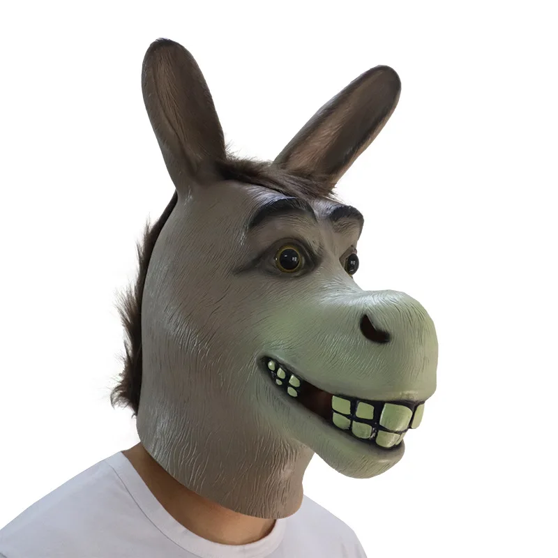 Máscara engraçada do látex do burro para homens, cara cheia, festival, carnaval, festa, animal do jardim zoológico, cosplay, adereços, cabeça, dia das bruxas