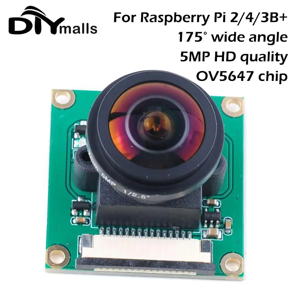 OV5647 Camera Module for Raspberry Pi 2 4 3B+ 175 Degree 5MP Cameras 1080P Optional Wide Angle Fisheye Video Camera