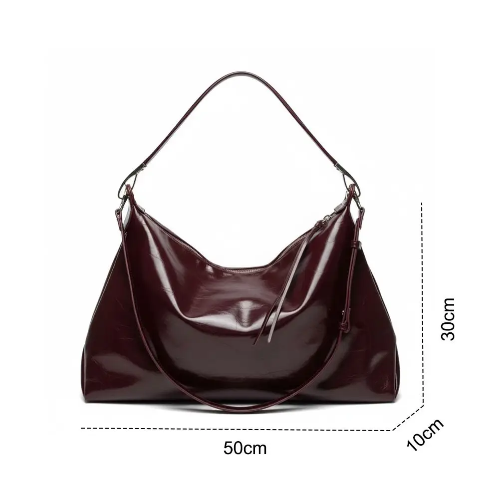 Damen Mode Öl-Wachs-Leder Umhängetasche Vielseitige Große Kapazität Schultertaschen Luxuriöses Design Elegante Handtasche – Detail 1