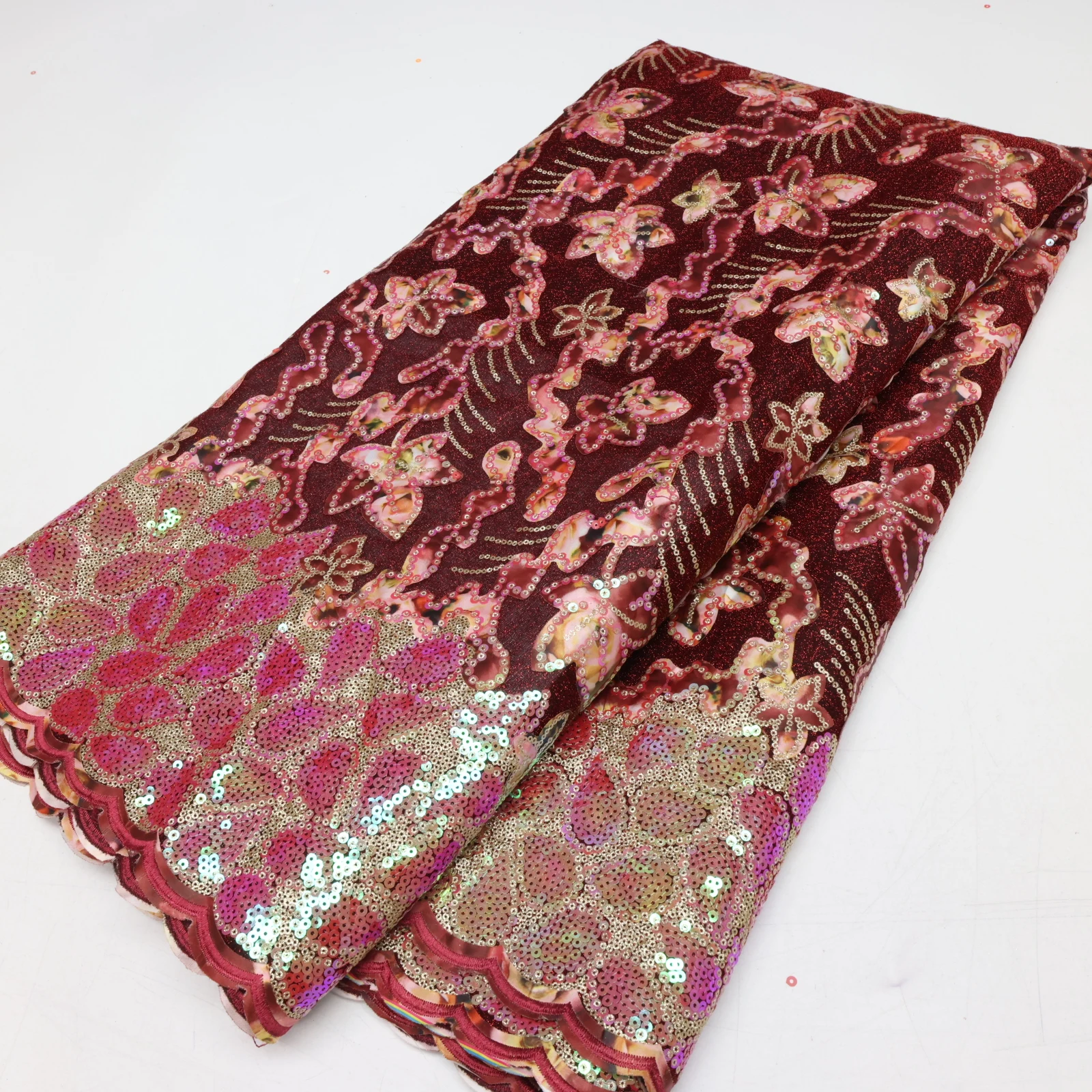 

African Velvet Lace Fabric 2025 High Quality Sequins Luxury Nigerian Bride Lace Fabric Luxurious Wedding Dress for Women