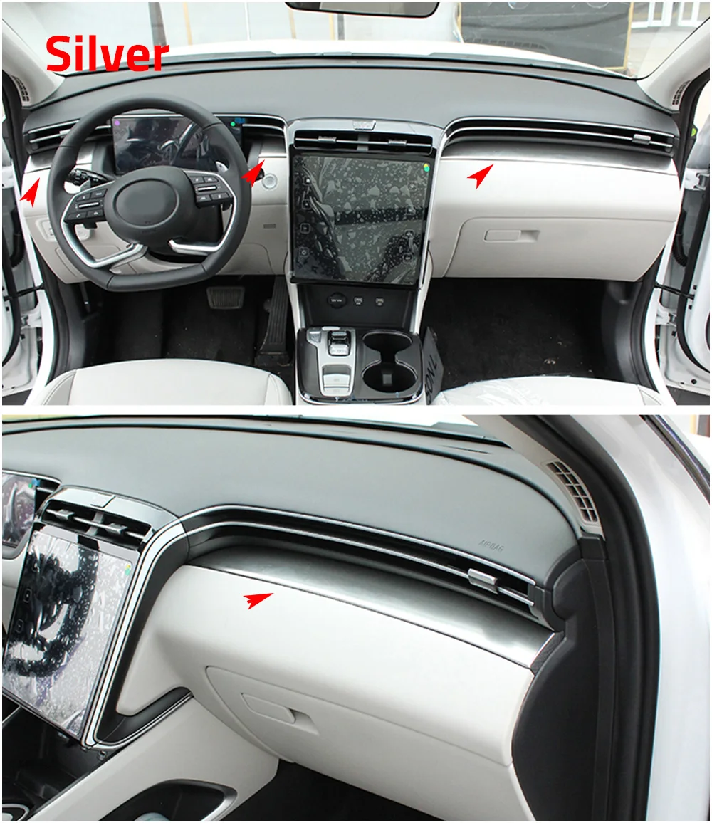 Car Dashboard Center Control Edge Trim Cover Interior Garnish Sticker Strips For Hyundai Tucson NX4 2021 2022 Accessories