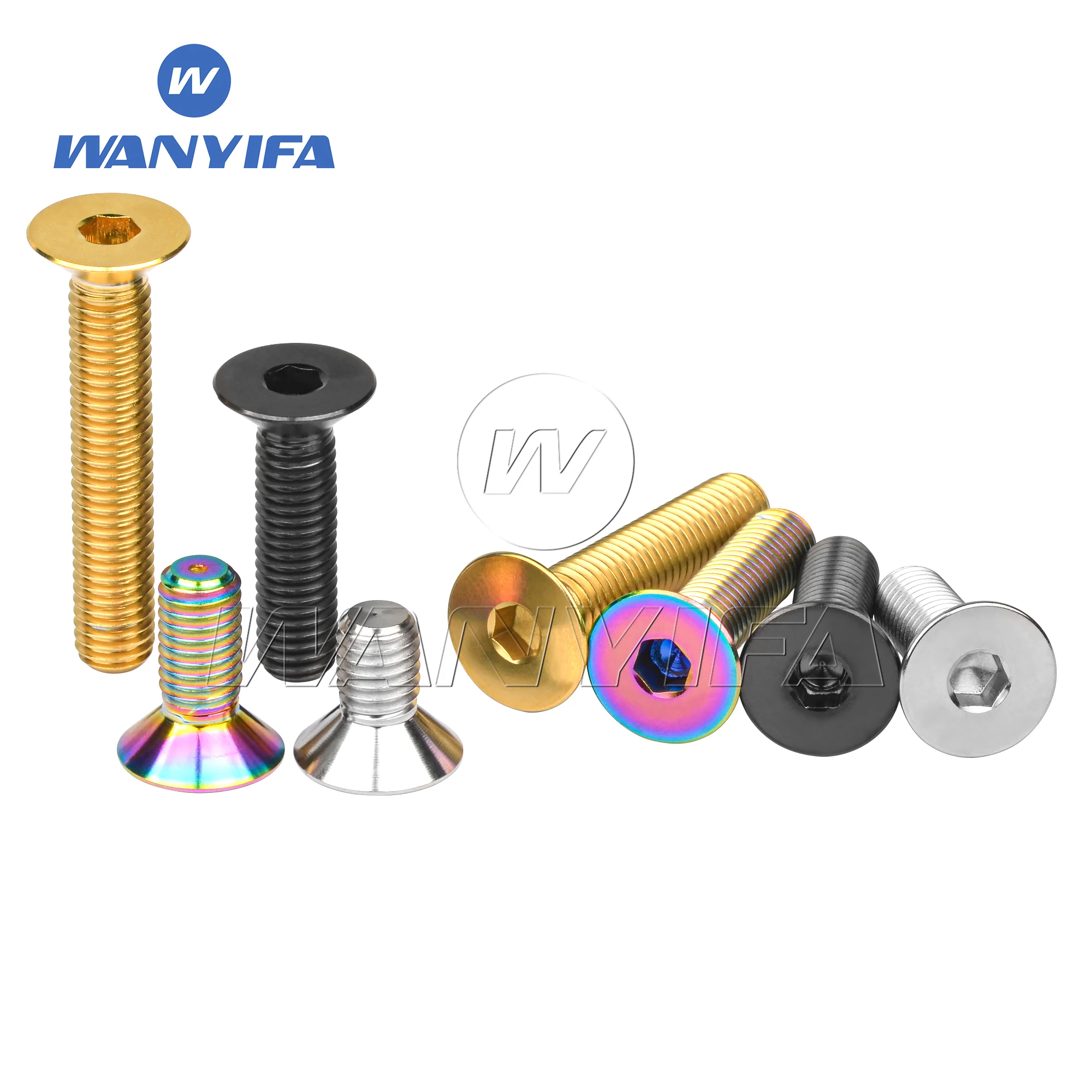 Wanyifa Titanium Bolt M8x15 20 25 30 35 40 45 50 60 65mm Countersunk Head Hex Ti Screws for Bicycle Motorcycle