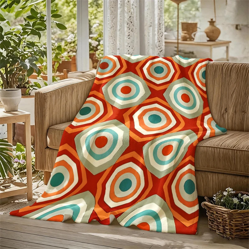Terracotta HexagonsFlannel Blanket Warm Soft Halloween Christmas Couch Warm Cozy Decorative Decor Gift for All Season