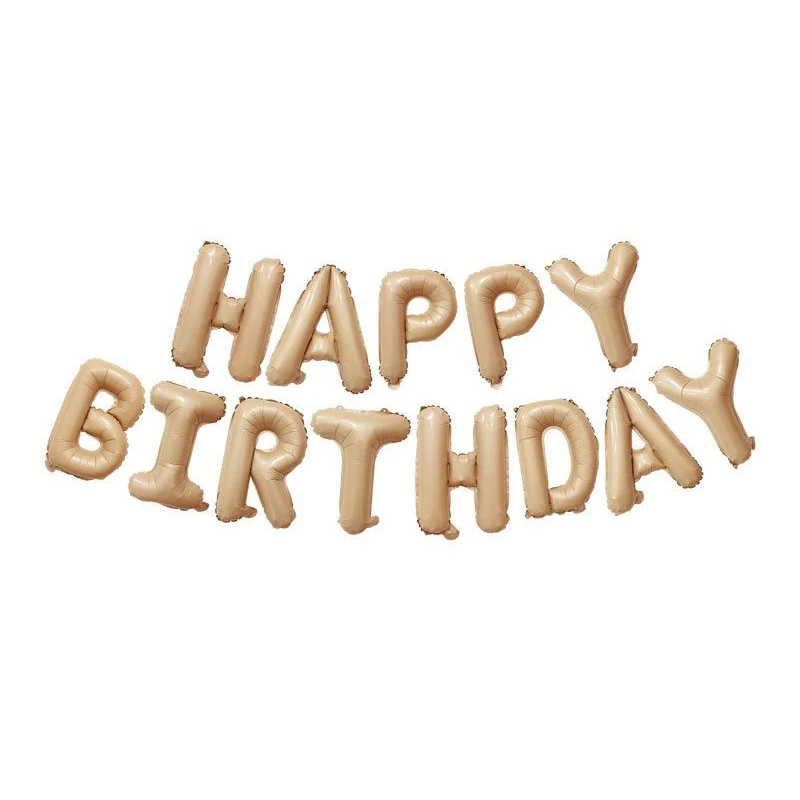 Happy Birthday Buchstabenballons, 40,6 cm, cremefarben, beige, Boho-Braun, Geburtstags-Buchstabenballons für Geburtstag, Jahrestag, Party-Dekoration – Detail 7