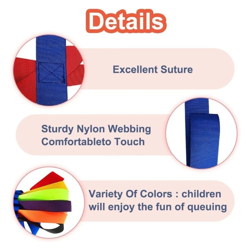 Nylon touw looptouw Peuters looptouw Kleurrijk looptouw voor kleuterscholen Schoolkind buiten W3JF