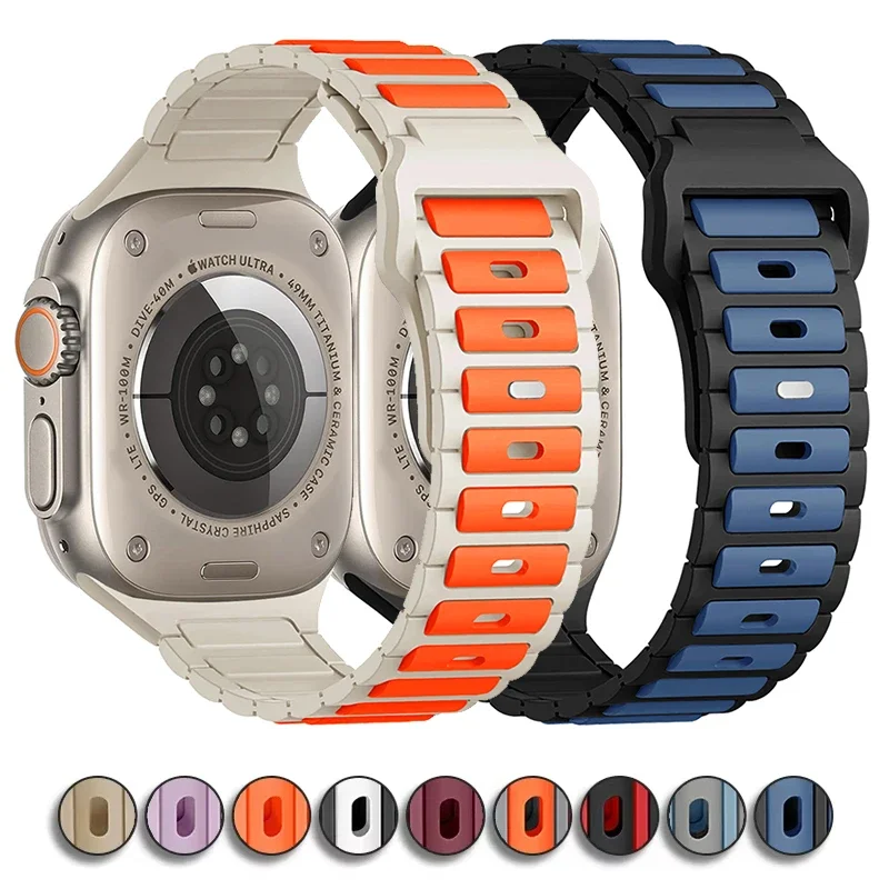 Sport Strap For Apple Watch Bands 44mm 45mm Ultra 2 49mm 40mm 41mm 42mm 45 44mm Silicone Bracelet IWatch Series 9 8 SE 7 3 Band