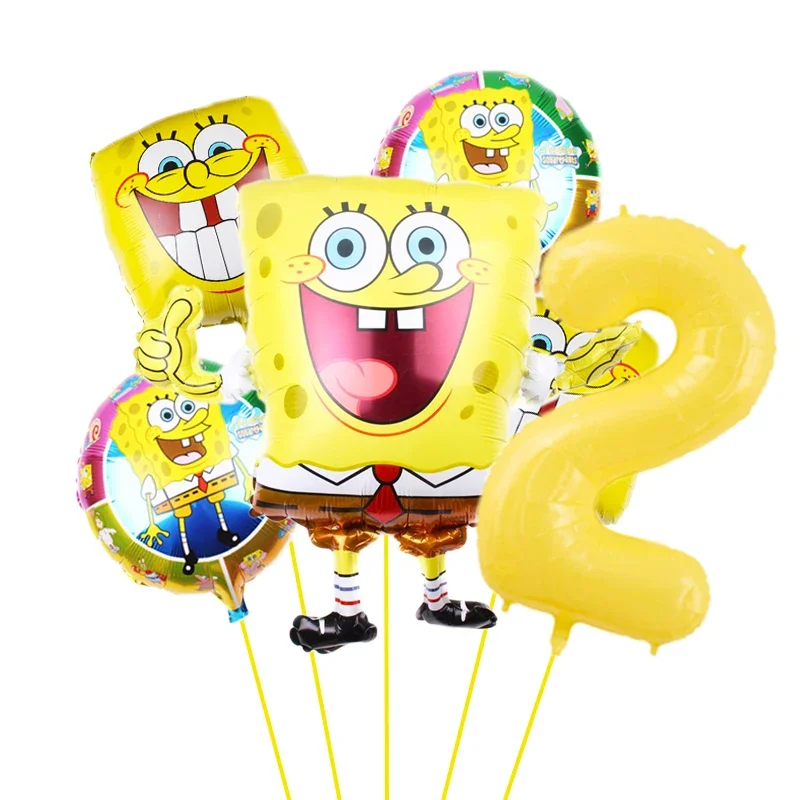 6pcs SpongeBob SquarePants Balloon set Birthday Party Balloons Helium Ballons Boy Girl Baby Shower Party Supplies