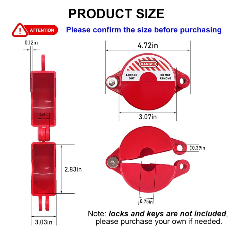 1Inch-2.5Inch Ball Valve Lockout Globe Gas Tank Valve Gate Valve Handwheel Switch Safety Lock Cover LOTO Devices 2Pcs