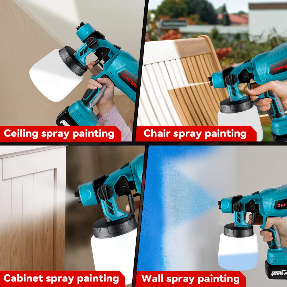 1000ML Electric Spray Gun Cordless Paint Sprayer Auto Furniture Household Sprayer Flow Control Power Tool For Makita 18V Battery