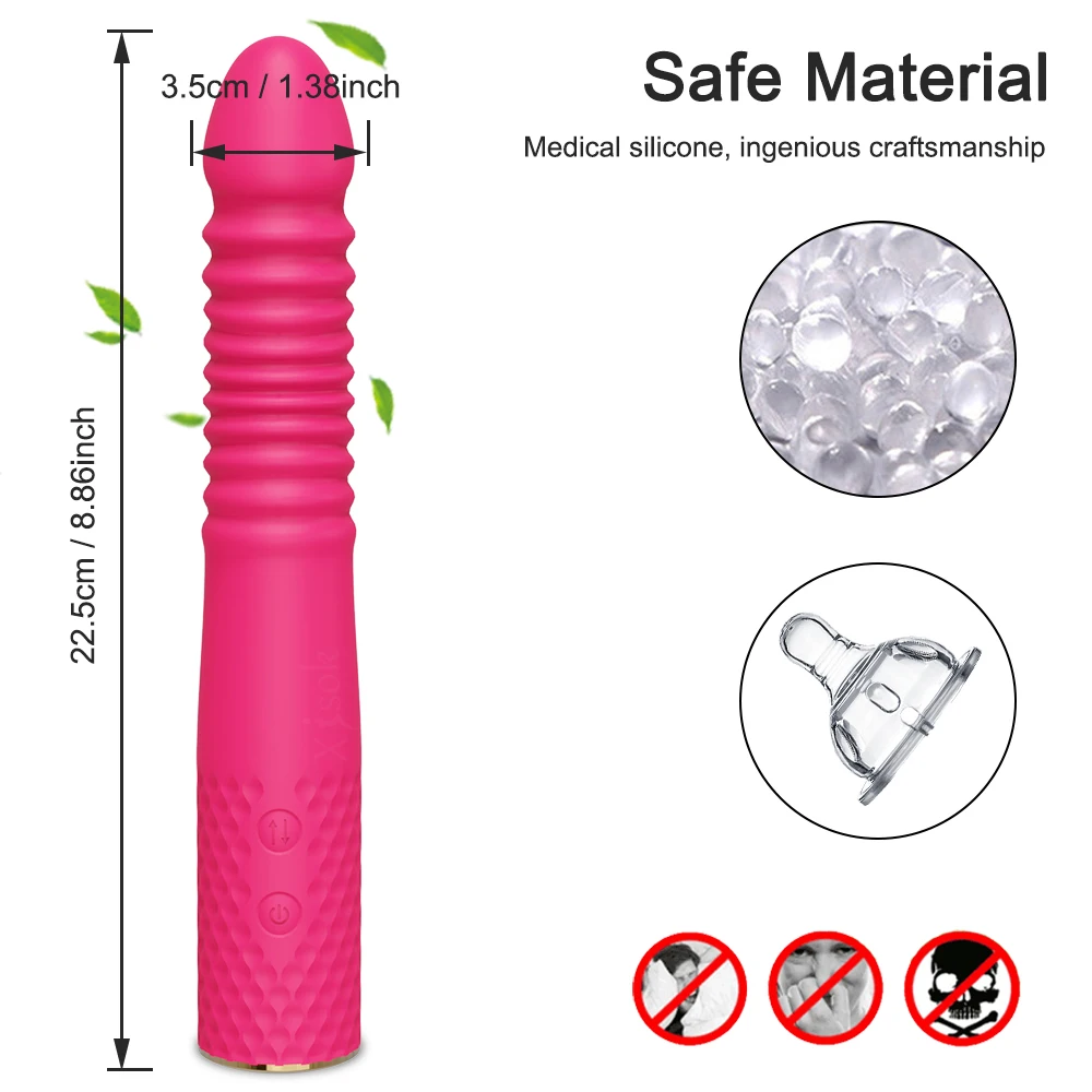 Consolador vibrador realista de empuje para mujeres, máquina sexual telescópica automática, punto G, estimulación Anal del clítoris, Juguetes sexuales para adultos 18