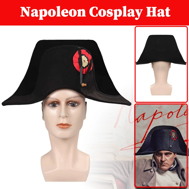 Napoleon Cosplay Hat Costume Accessories Men Admiral Bicorn Hat French Captains Cap Male Halloween Roleplay Fantasy Suits Props