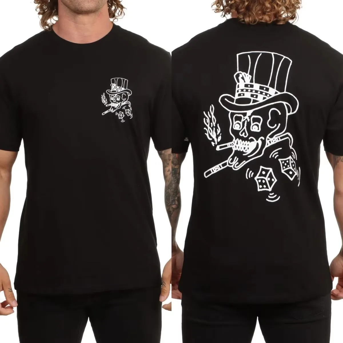 Stone Blank Volcom Skateboarding Surfing Outdoor-Sport-Trend-Marke Grafik-T-Shirt aus Baumwolle für Herren und Damen, Streetwear-T-Shirt – Detail 5