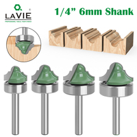 LAVIE 4pcs Set 6.35mm Shank Double Roman Ogee Edging Router Bit Bearing Milling Cutter For Wood Line Knife Wood Hobbing