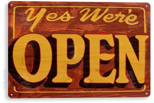 

Металлическая табличка «We're Open» для декора магазина, коттеджа, гаража, фермы, кухни A829-Алюминий