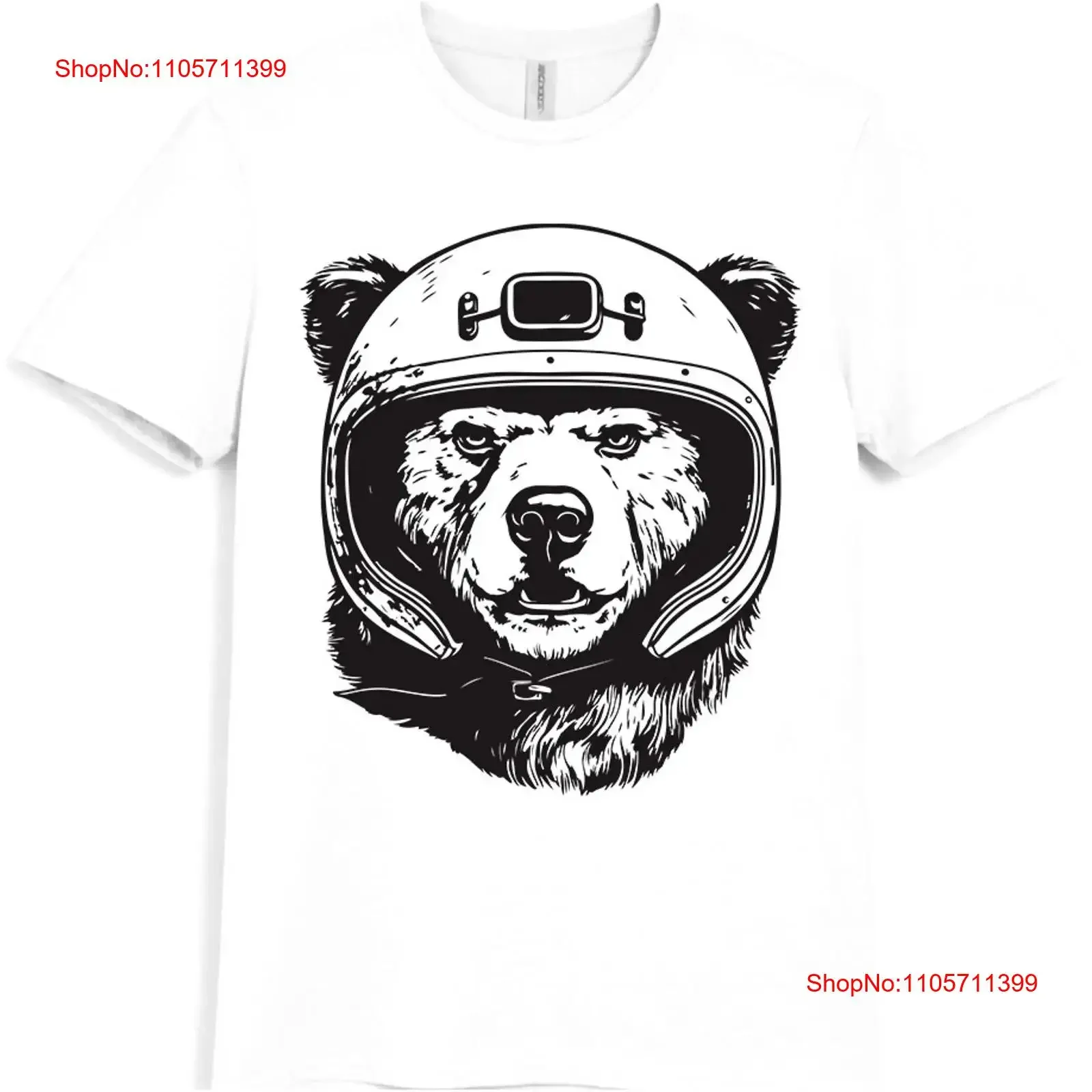 Bear T Shirt Biker Helmet Motorcycle Rider Animal Illustration long or short sleeves vintage Washed Soft Stylish Comfortable
