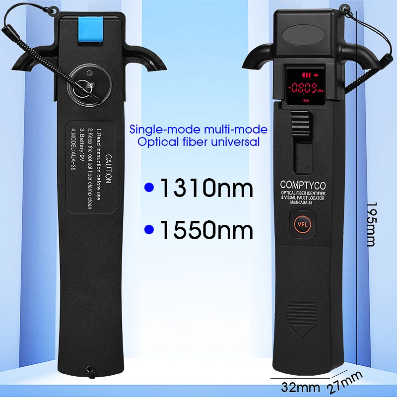 COMPTYCO AUA-35 high quality optical fiber identifier with LED and 10mw Visual Fault Locator optic fiber testing tool 800-1700Nm